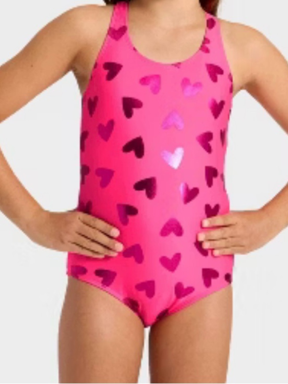 Cat and Jack hot pink metallic hearts Large 10/12 girls